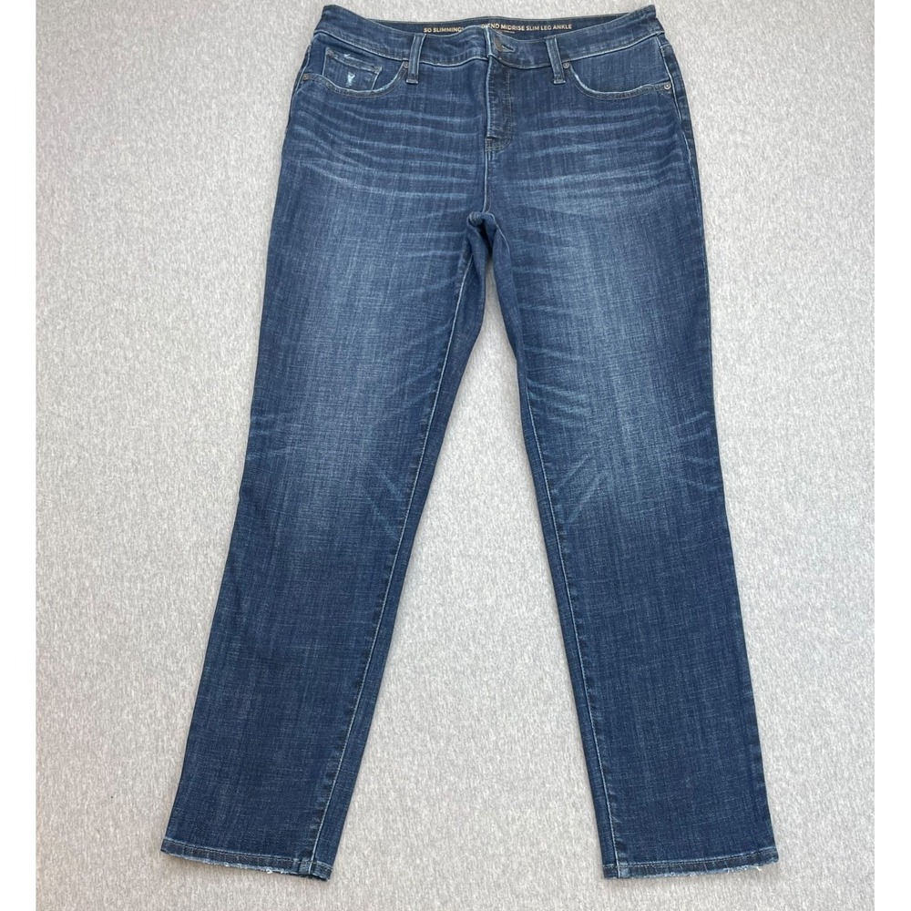 Chicos Jeans Women Size 0.5 (6R) Blue Cotton Blend Stretch Girlfriend Slim Ankle